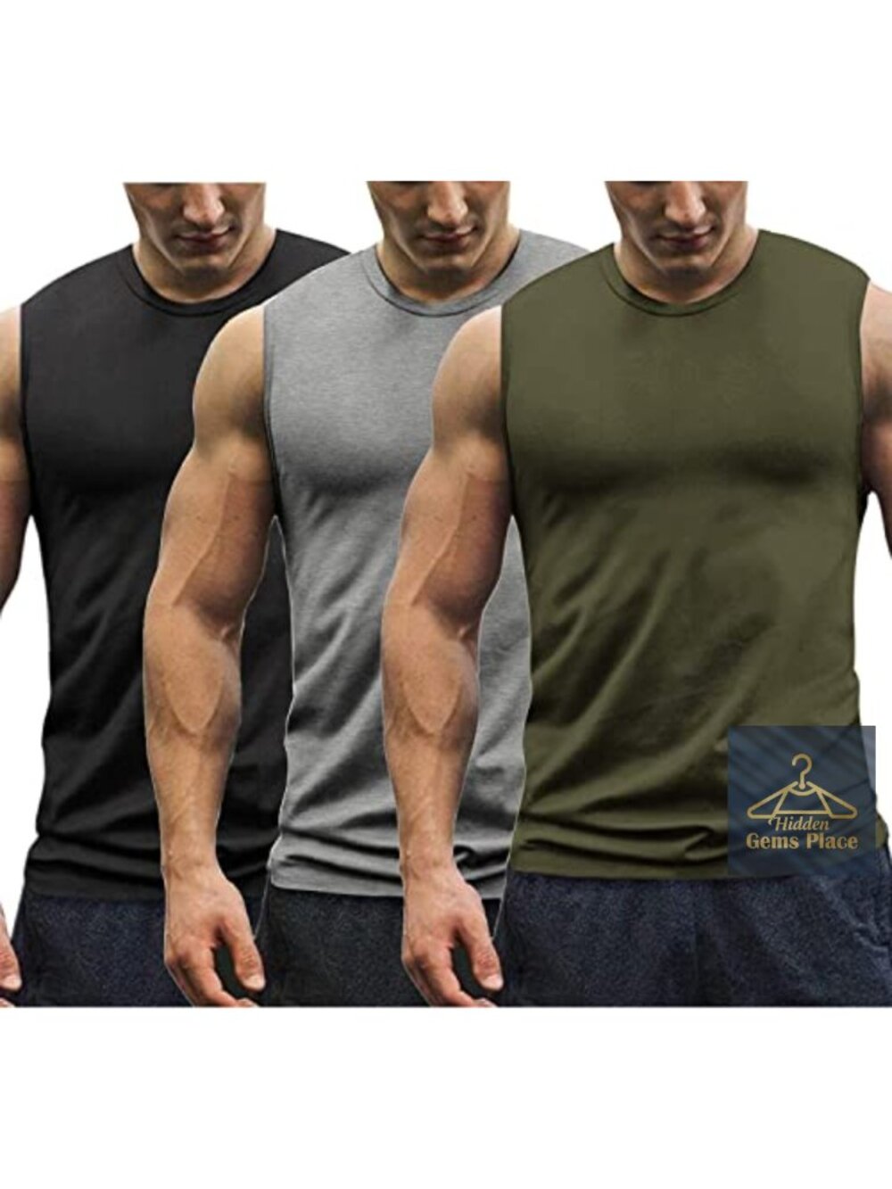 3 Pack Men's Gym Tank Tops Muscle Sleeveless Fitness Tees Bodybuilding Workout